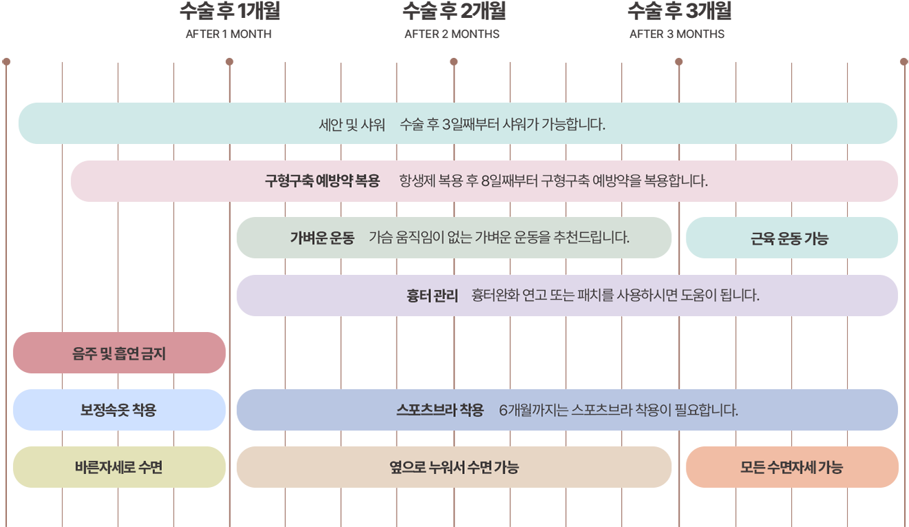 수술 후 일상생활 복귀 차트
